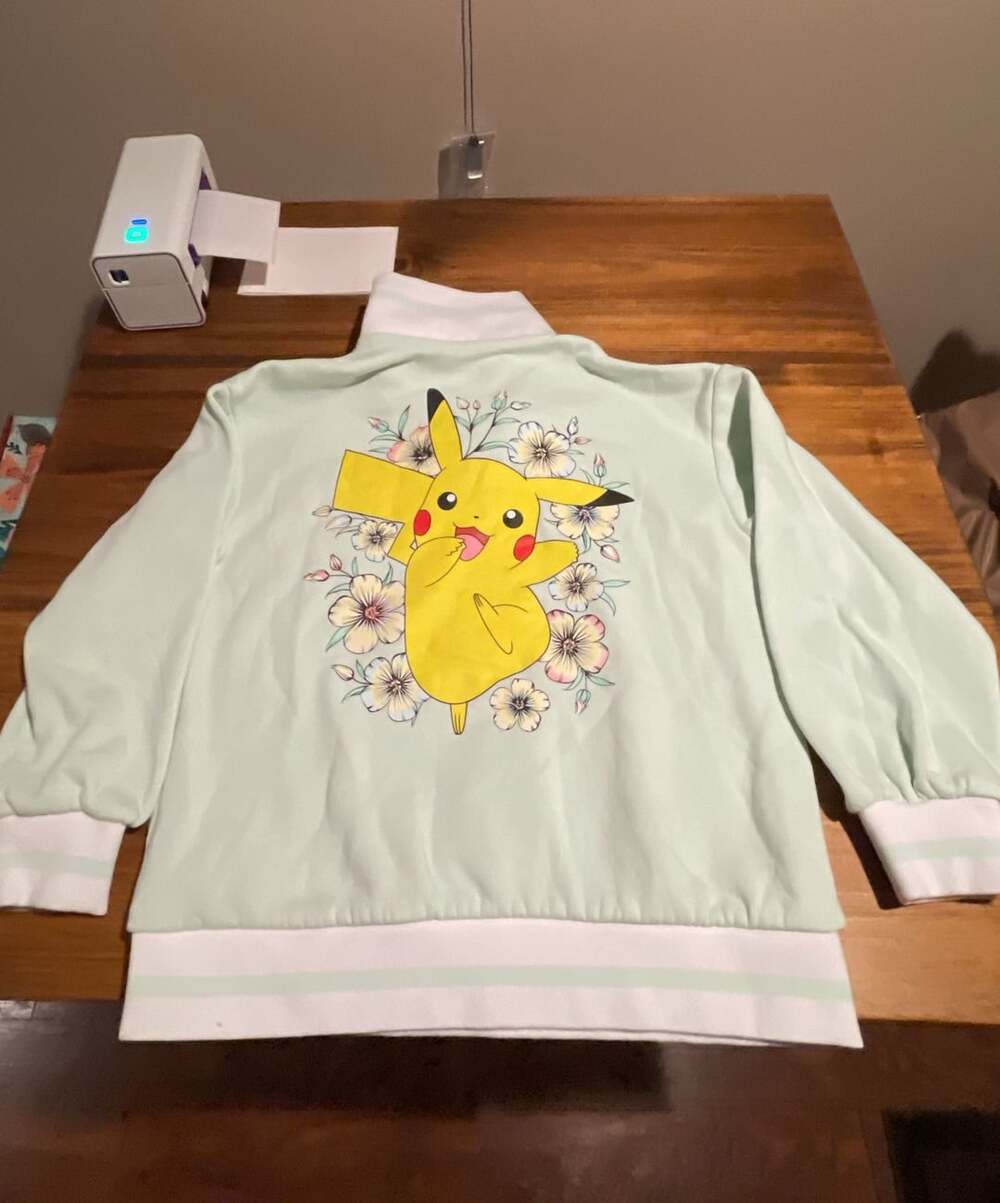 Pokemon Eevee Pikachu Quarter Zip Sweatshirt Size LG 10/12 Mint Green
